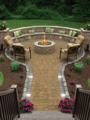 Outdoor patio with inviting firepit for family gatherings